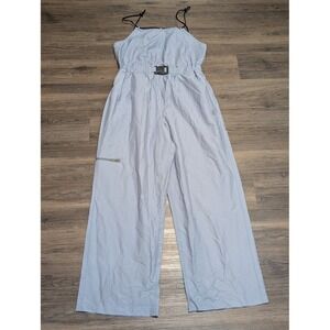 FP Movement Free People Light Blue Buckle Waist Wide Leg Jumpsuit Womens Medium